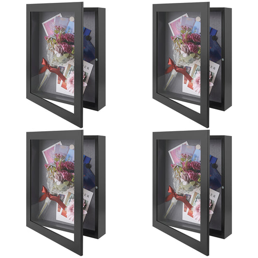 Frametory, 11x14 Shadow Box Frame - Front Opening - 2 inch Depth Display Box for Wall and Tabletop Display- Memory Box, 6 Pins Included (4 Pack)