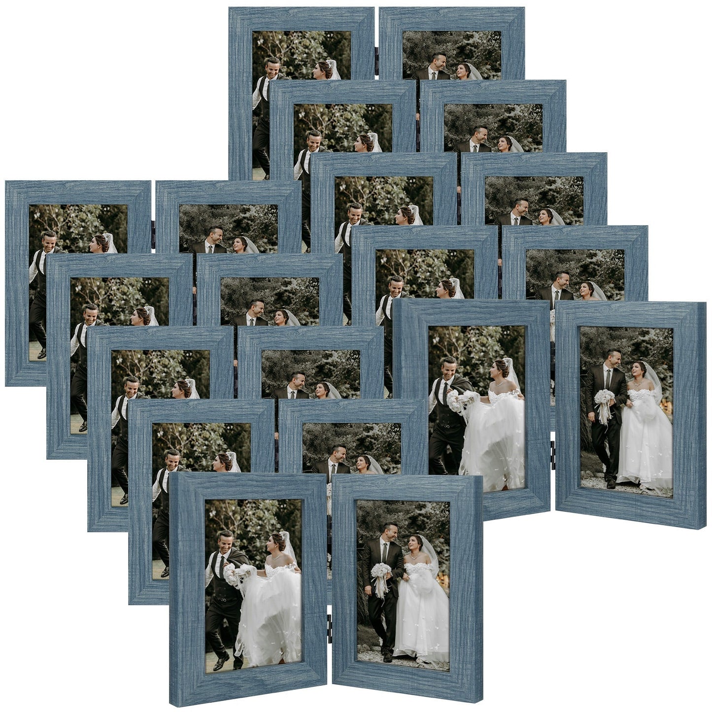 Frametory 4x6 Double Picture Frames Displays Two Pictures, Side by Side Desk Frame Folding Frame Collage Stands Vertically, Real Glass Front (10 Pack)