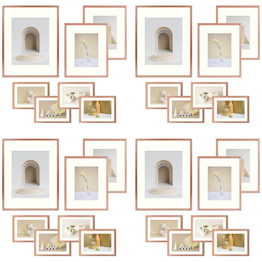 Frametory, Aluminum Picture Frames Rose Gold Gallery Wall Kit (28 Pack)