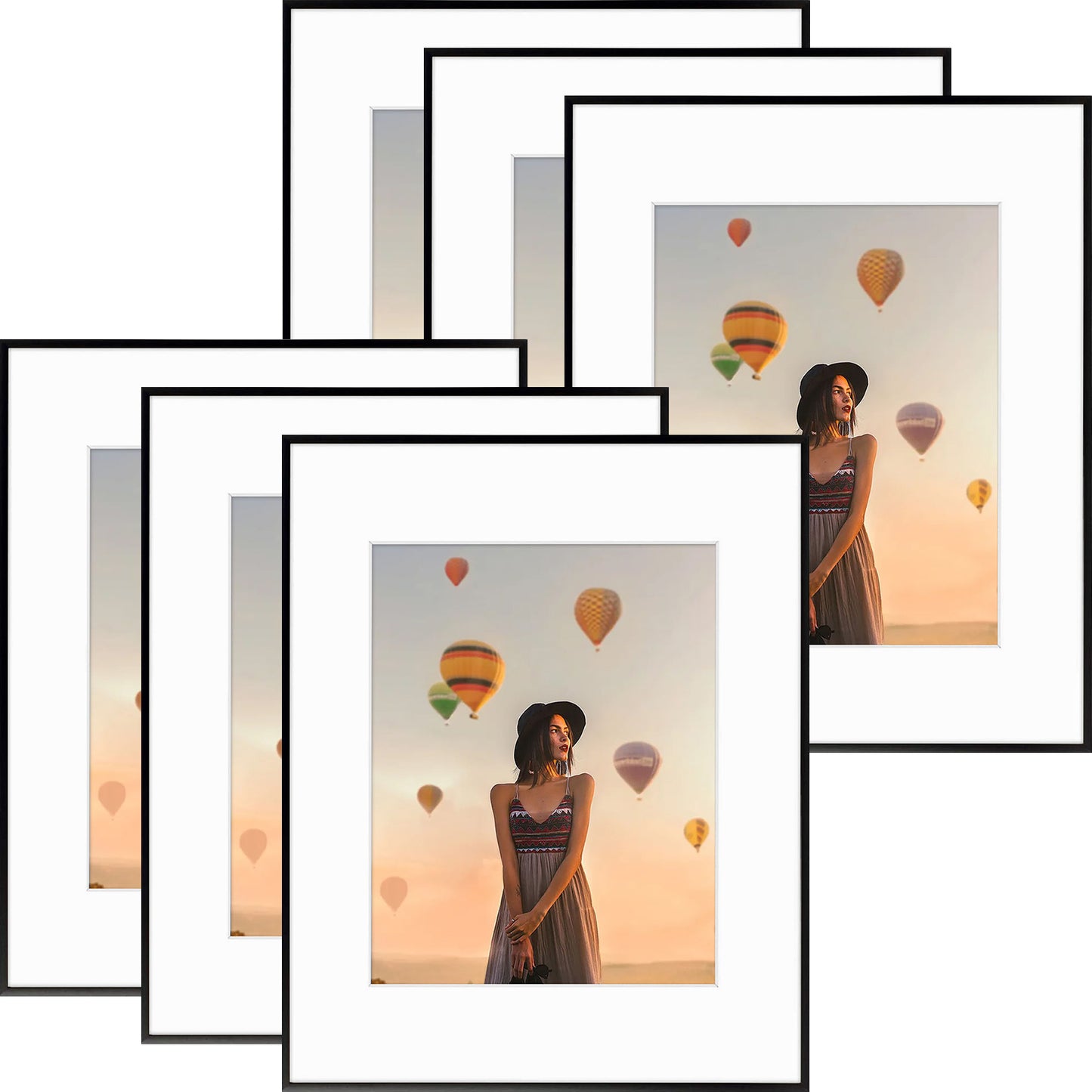 Frametory, 16x20 Aluminum Frame for 11x14 Picture with White Mat and Real Glass
