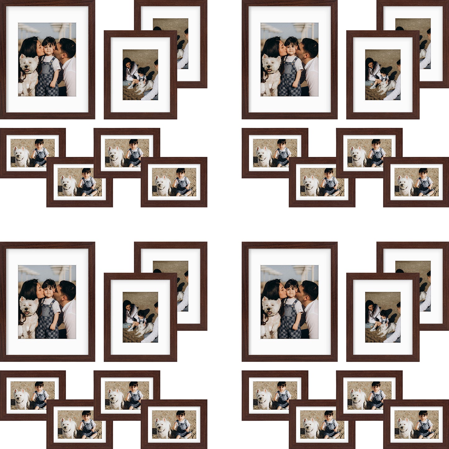 Frametory, Gallery Wall Frame Multiple Sizes 11x14, 8x10, 5x7 Picture Frame with White Color Mat for Prints, with Real Glass (28 Pack)