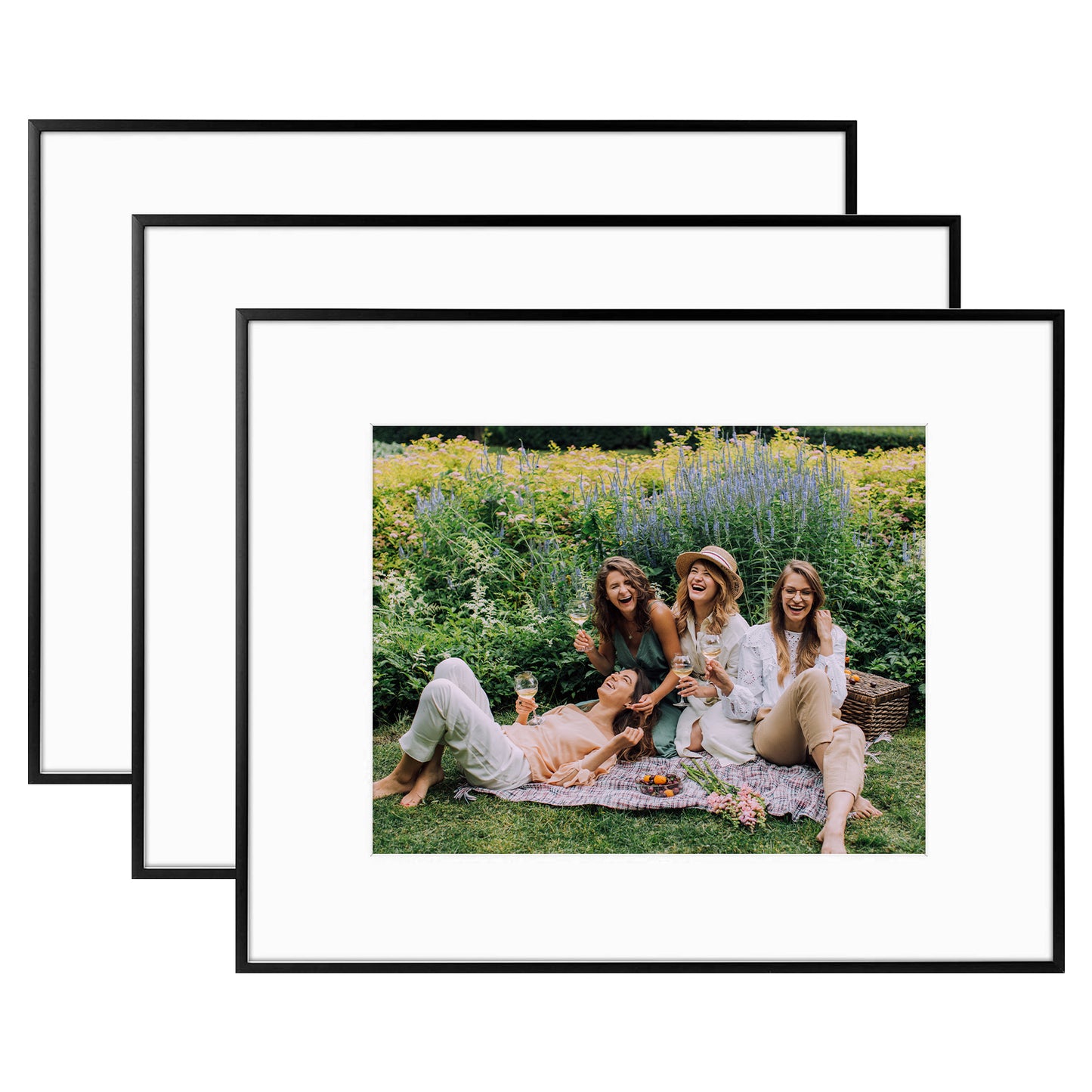 Frametory, 16x20 Aluminum Frame for 11x14 Picture with White Mat and Real Glass