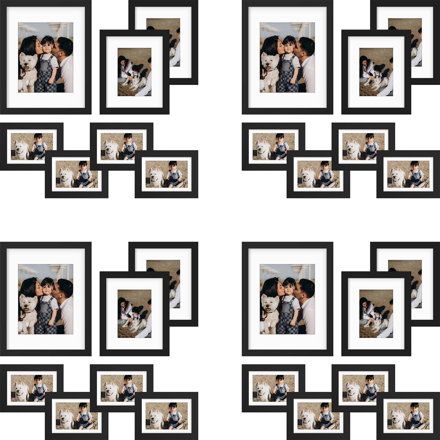 Frametory, Gallery Wall Frame Multiple Sizes 11x14, 8x10, 5x7 Picture Frame with White Color Mat for Prints, with Real Glass (28 Pack)