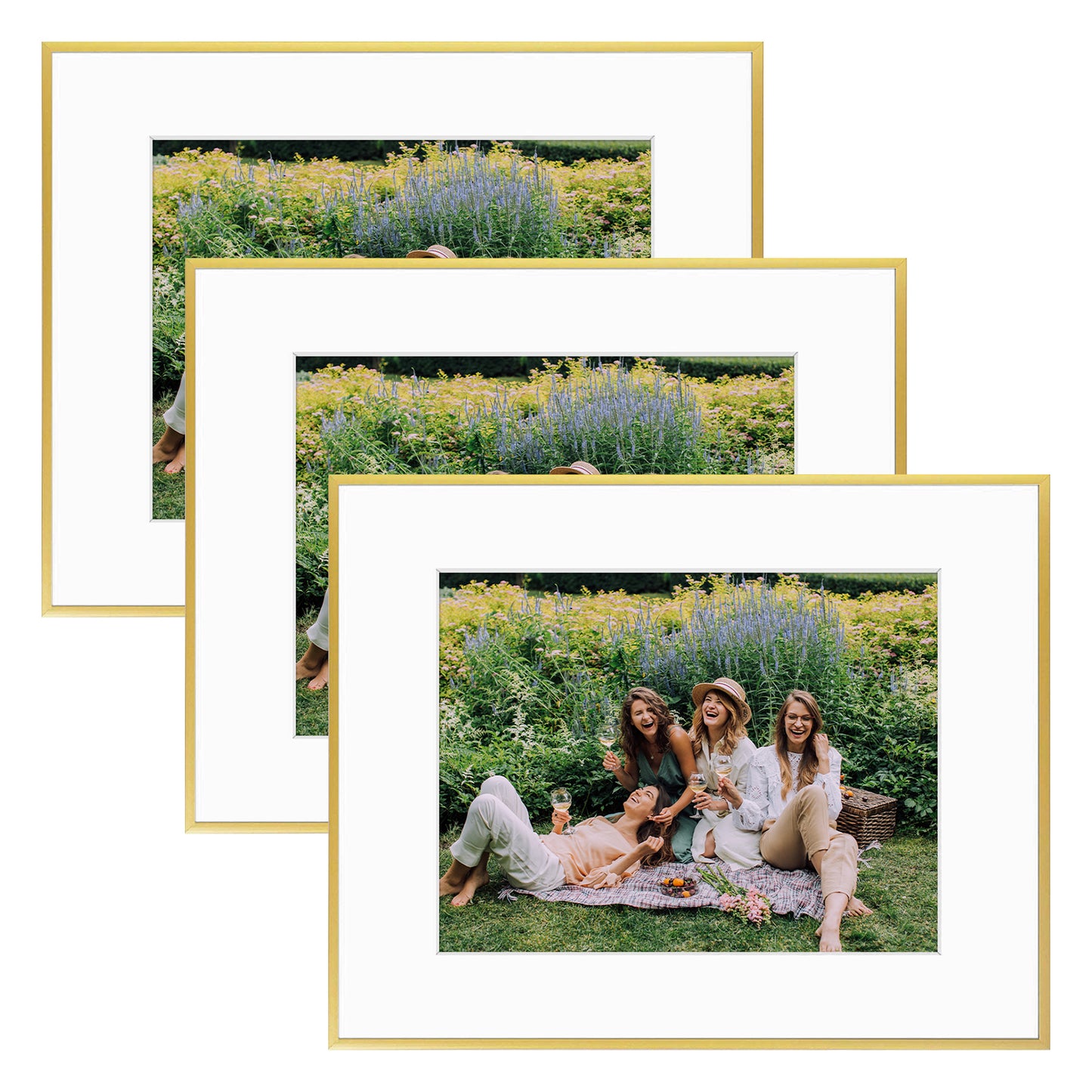 Frametory, 16x20 Aluminum Frame for 11x14 Picture with White Mat and Real Glass