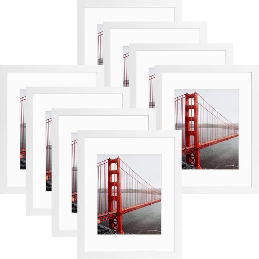 Frametory, 11x14 White MDF Picture Frame for 8x10 Photo with White Mat