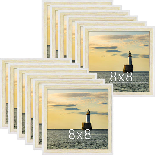 Frametory, Clearance 8x8 Picture Frame Deep Split Molding Easel Stand for Table/Desk Display Layered Look Design Landscapes, Portraits, Artworks (12 Pack)