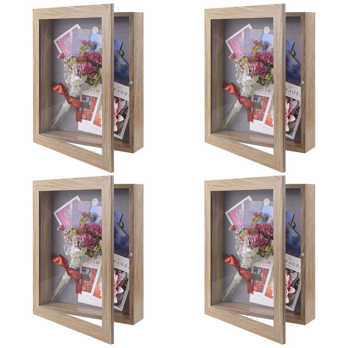 Frametory, 11x14 Shadow Box Frame - Front Opening - 2 inch Depth Display Box for Wall and Tabletop Display- Memory Box, 6 Pins Included (4 Pack)