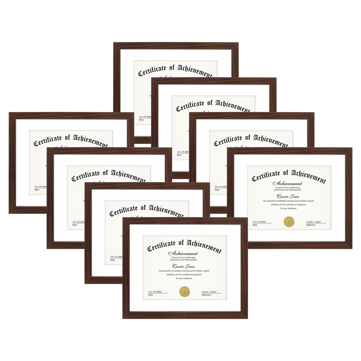 Frametory, 11x14 Diploma Frame for 8.5x11 Photo/Certificate (8 Pack)