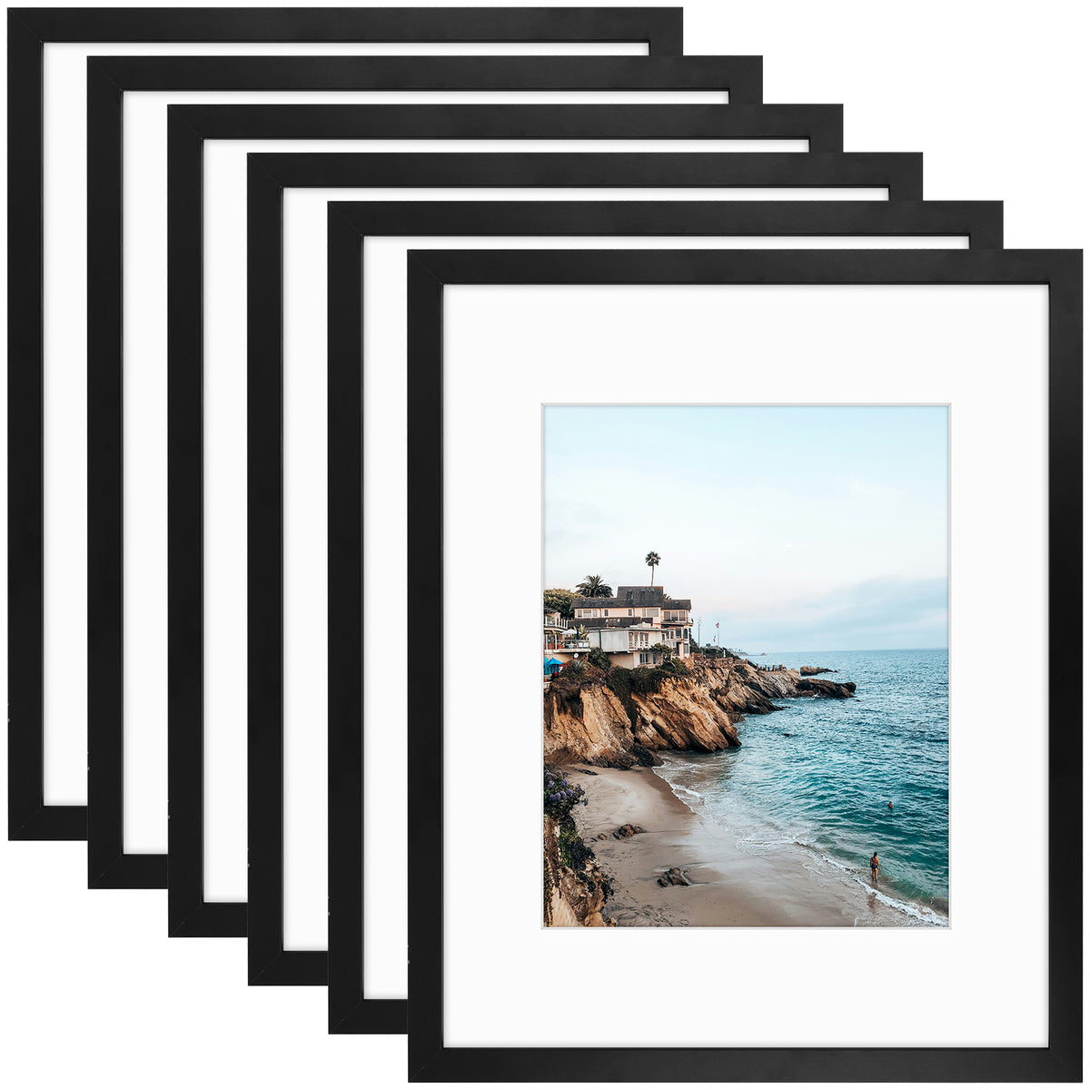 16x20 Black MDF Picture Frame for 11x14 Photo with White Mat