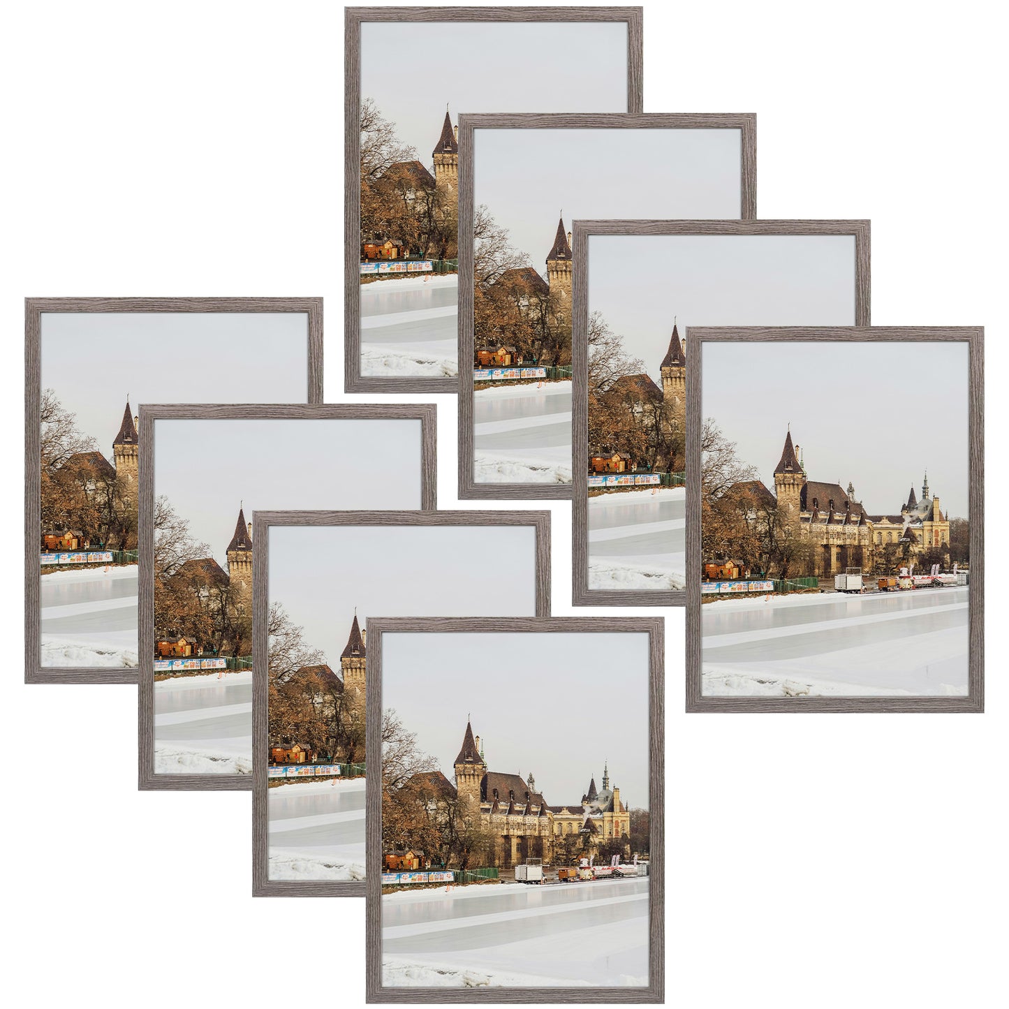 BOGO 12x16 Picture Frame for 8x12 Photo with Ivory Mat and Real Glass (8 Pack)