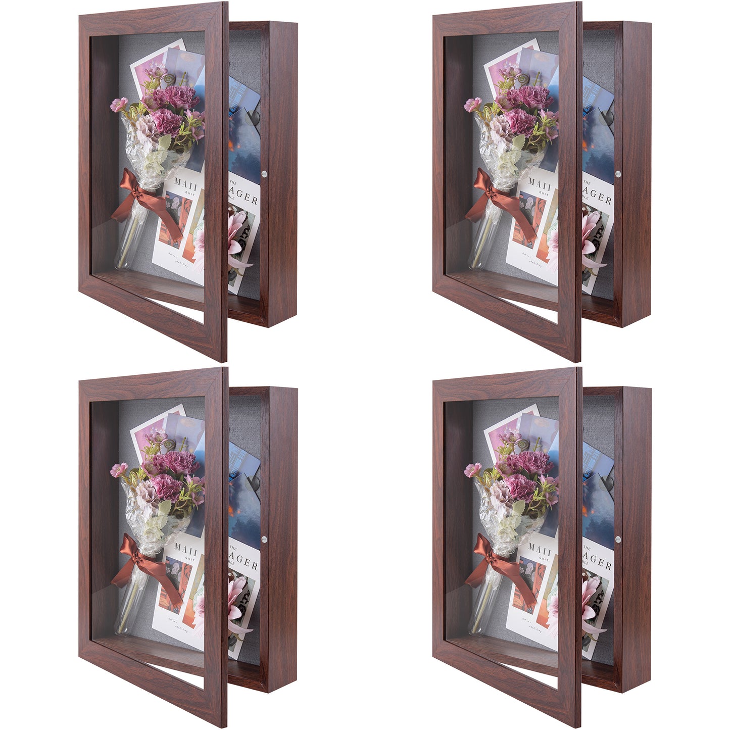 Frametory, 11x14 Shadow Box Frame - Front Opening - 2 inch Depth Display Box for Wall and Tabletop Display- Memory Box, 6 Pins Included (4 Pack)