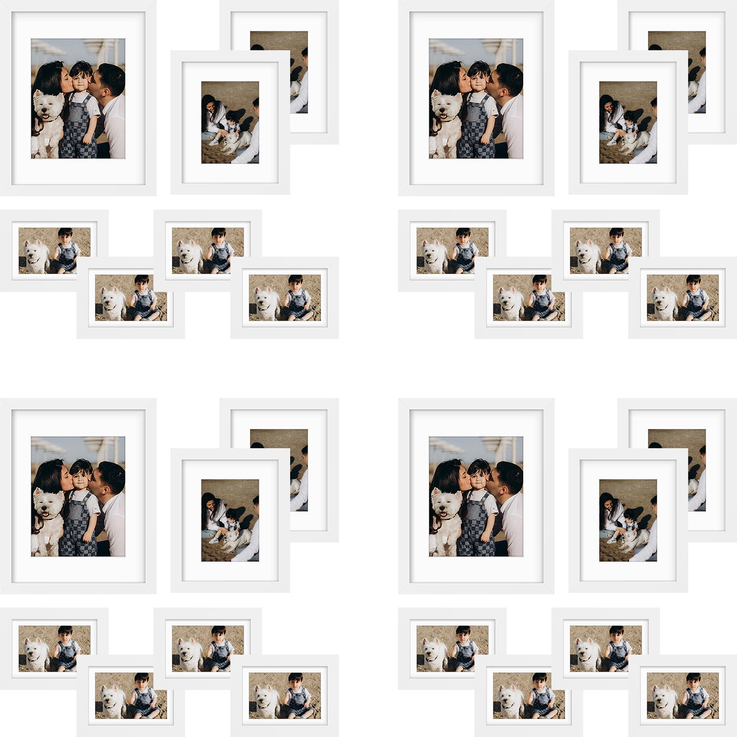 Frametory, Gallery Wall Frame Multiple Sizes 11x14, 8x10, 5x7 Picture Frame with White Color Mat for Prints, with Real Glass (28 Pack)