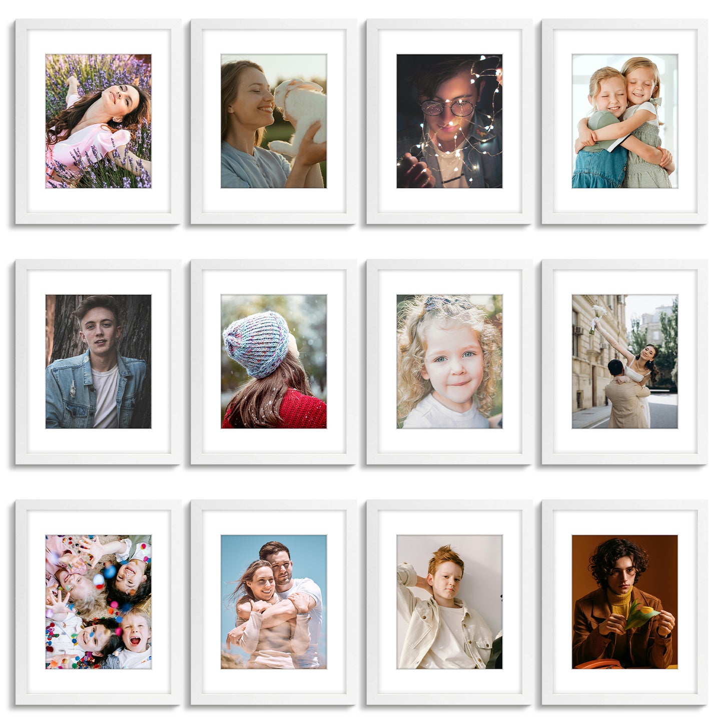 Frametory, 11x14 White MDF Picture Frame for 8x10 Photo with White Mat