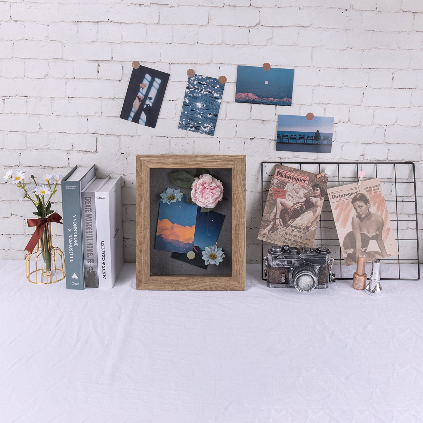 Frametory, 8x10.5 Shadow Box Frame - Front Opening - 2 inch Depth Display Box for Wall and Tabletop Display- Memory Box, 6 Pins Included (4 Pack)