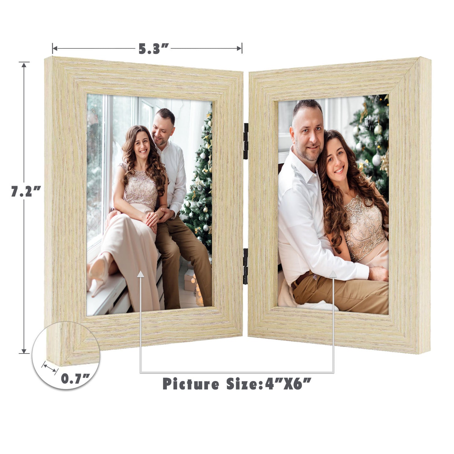Frametory 4x6 Double Picture Frames Displays Two Pictures, Side by Side Desk Frame Folding Frame Collage Stands Vertically, Real Glass Front (10 Pack)