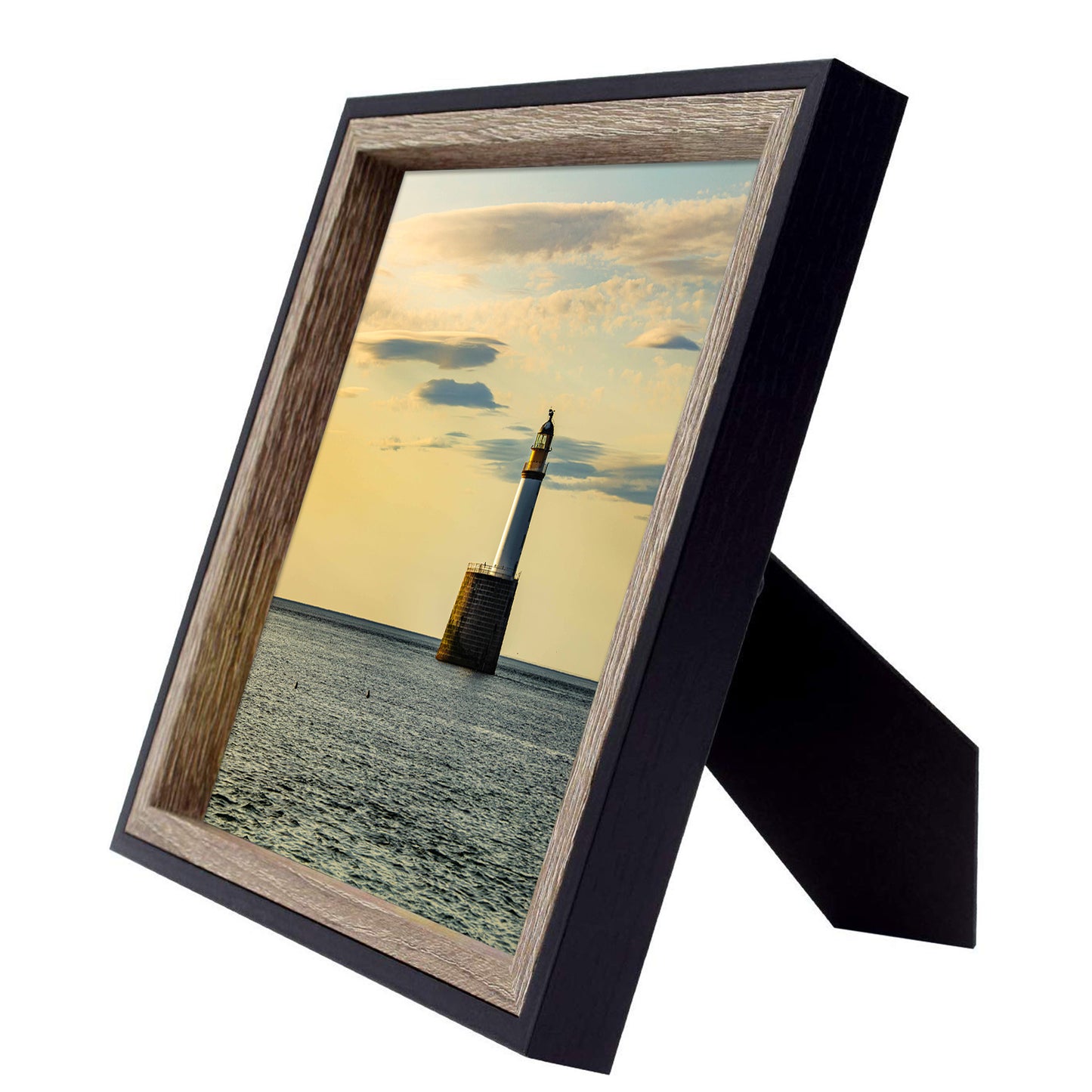 Frametory, Clearance 8x8 Picture Frame Deep Split Molding Easel Stand for Table/Desk Display Layered Look Design Landscapes, Portraits, Artworks (12 Pack)