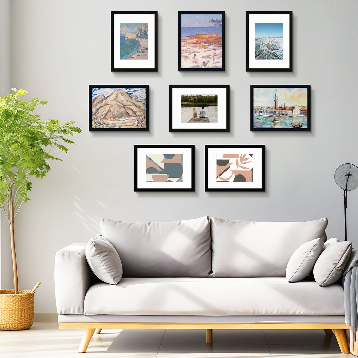 12x16 Black Picture Frame for 8.5x11 Photo with White Mat (8 Pack)