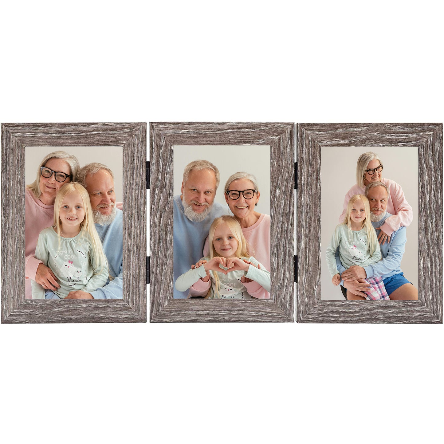 Clearance Hinged Photo Frames Displays Three 4x6 Photos (8 Pack)