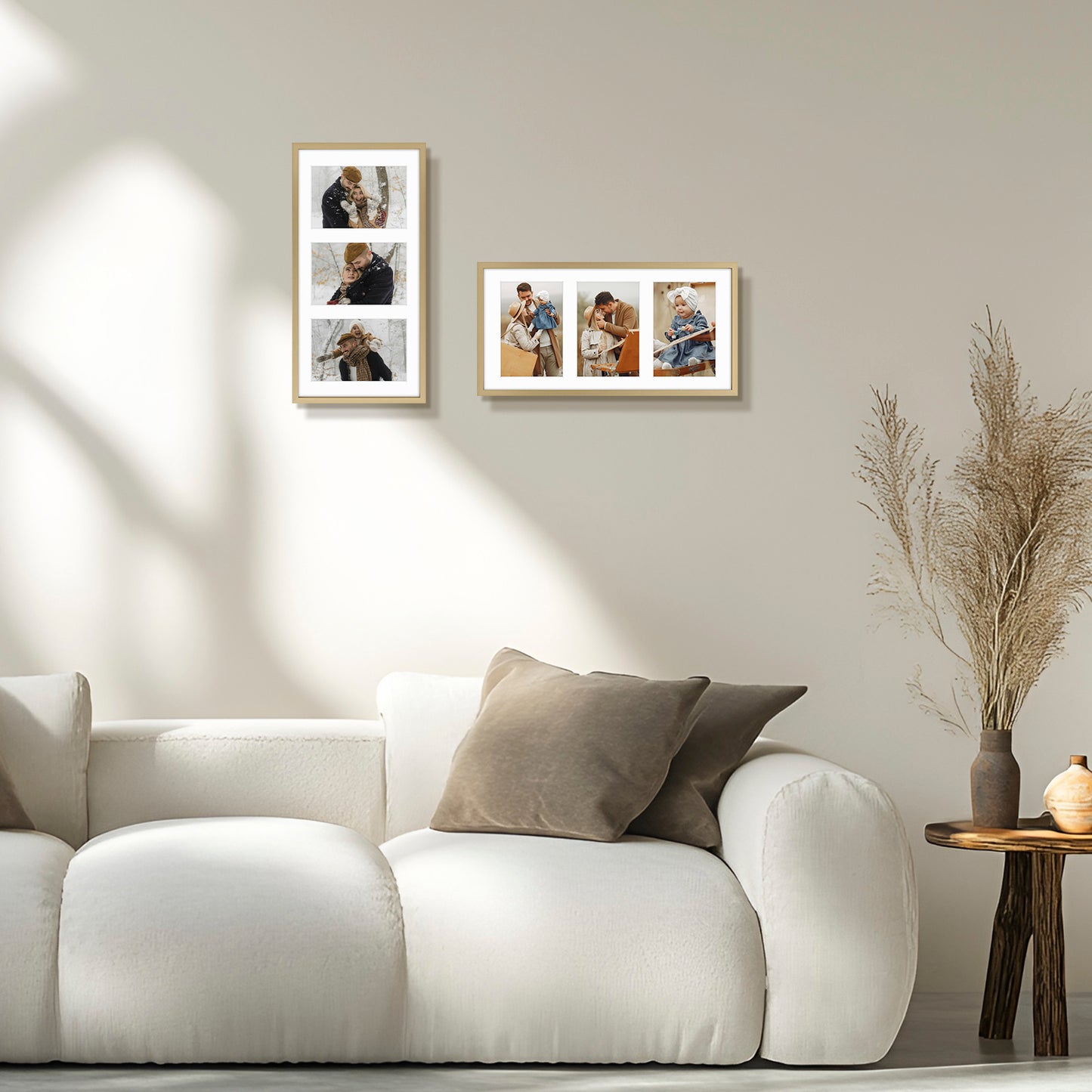 7x14 Gold Metal Picture Frame for Three 4x6 Photos with White Mat (12 Pack)