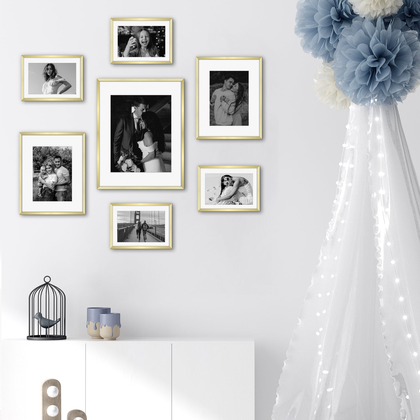 Frametory, Aluminum Wall Frame with White Color Mat Set (28 Pack)