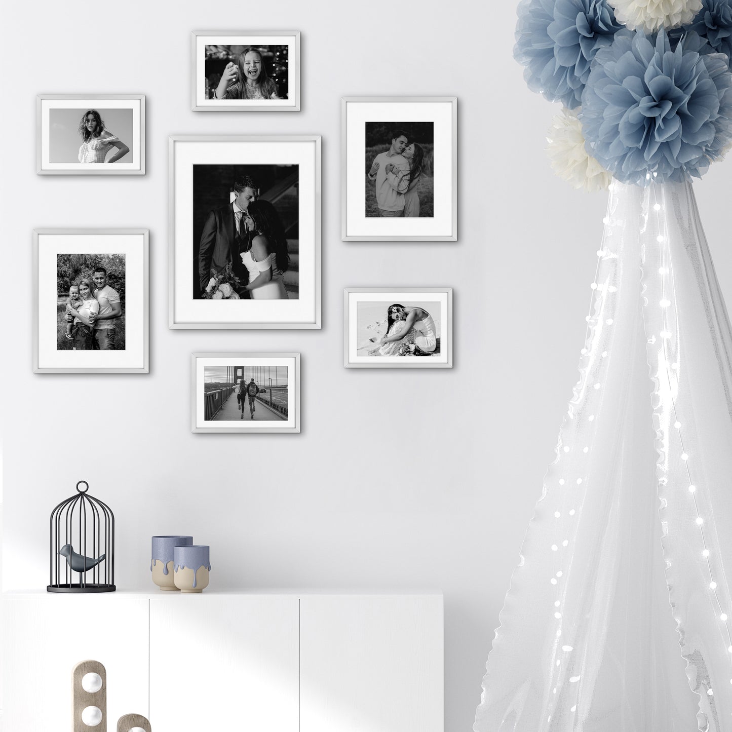 Frametory, Aluminum Wall Frame with White Color Mat Set (28 Pack)