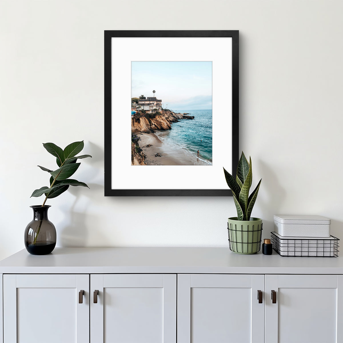 16x20 Black MDF Picture Frame for 11x14 Photo with White Mat