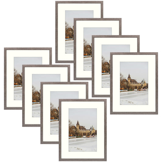 BOGO 12x16 Picture Frame for 8x12 Photo with Ivory Mat and Real Glass (8 Pack)