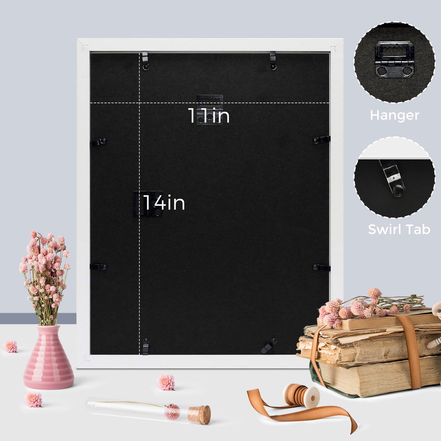 Frametory, 11x14 White MDF Picture Frame for 8x10 Photo with White Mat