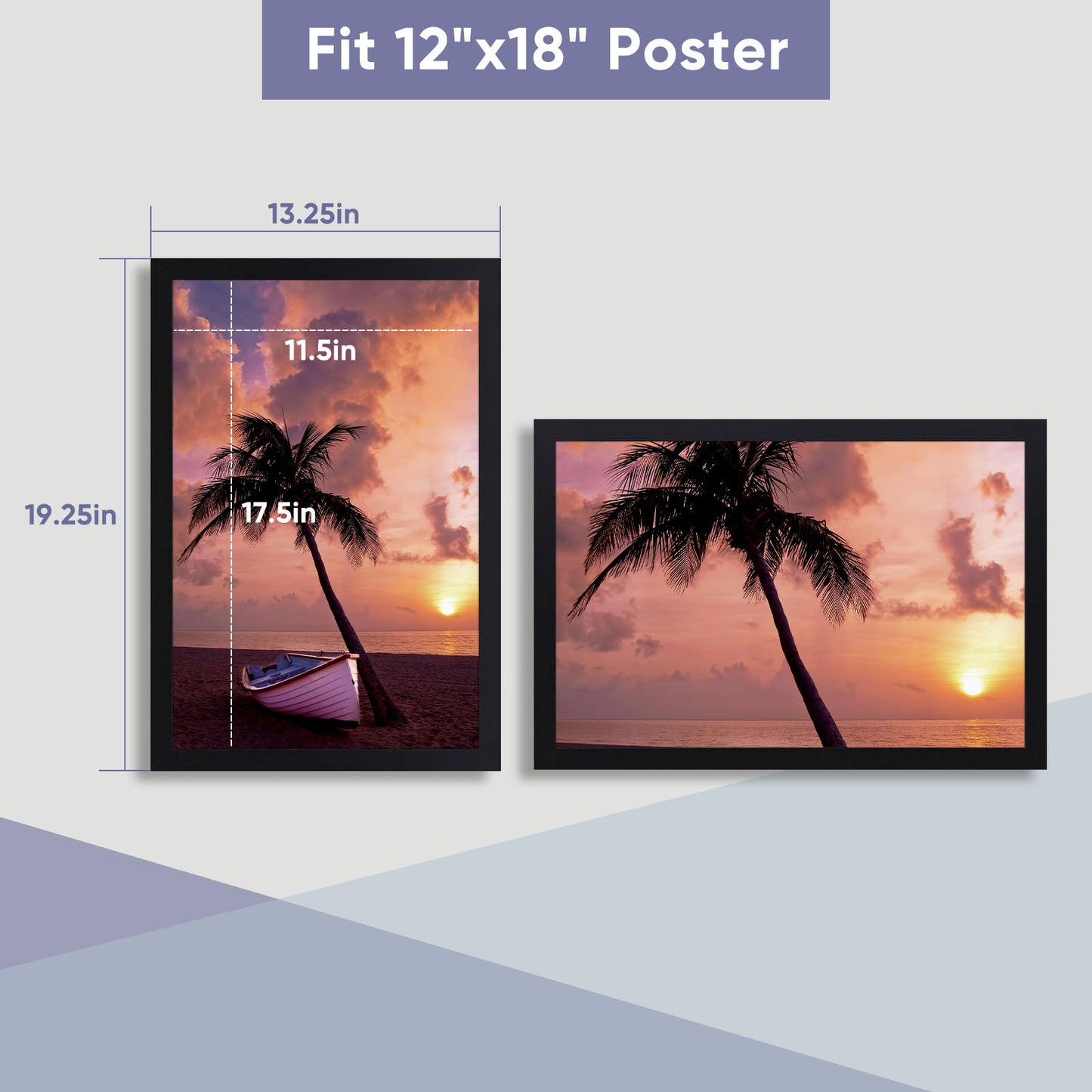 Clearance 12x18 Poster Frame, Black Gallery Wall Frame Vertical or Horizontal, with Plexiglass