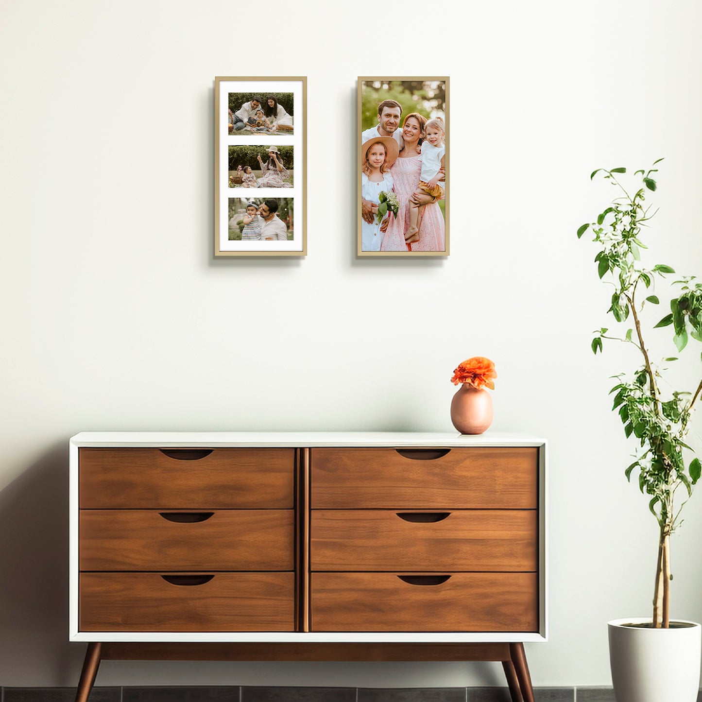7x14 Gold Metal Picture Frame for Three 4x6 Photos with White Mat (12 Pack)