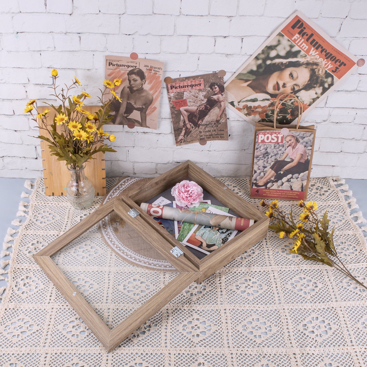 Frametory, 8x10.5 Shadow Box Frame - Front Opening - 2 inch Depth Display Box for Wall and Tabletop Display- Memory Box, 6 Pins Included (4 Pack)