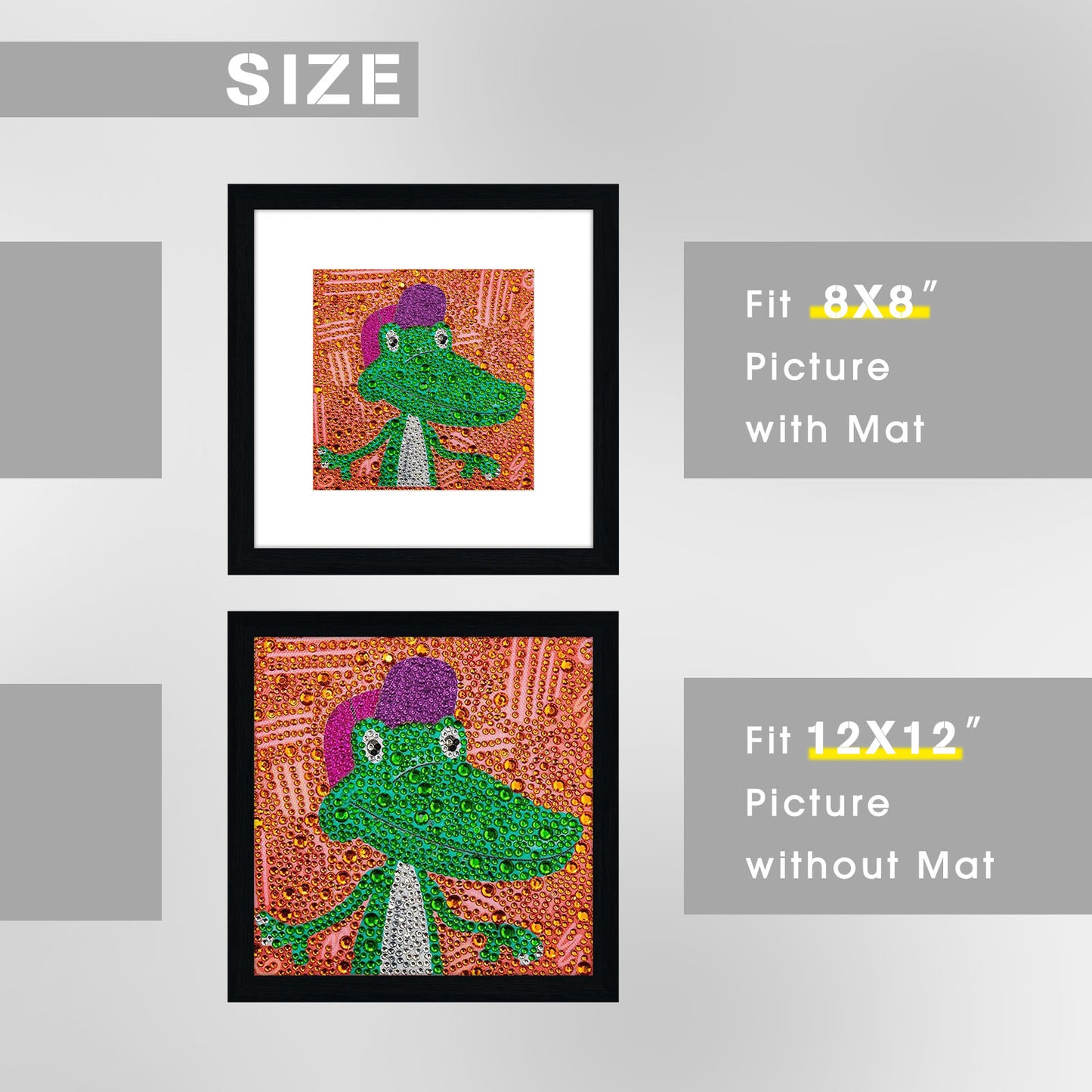 12x12 Black Picture Frame for 8x8 Photo with White Mat (9 Pack)