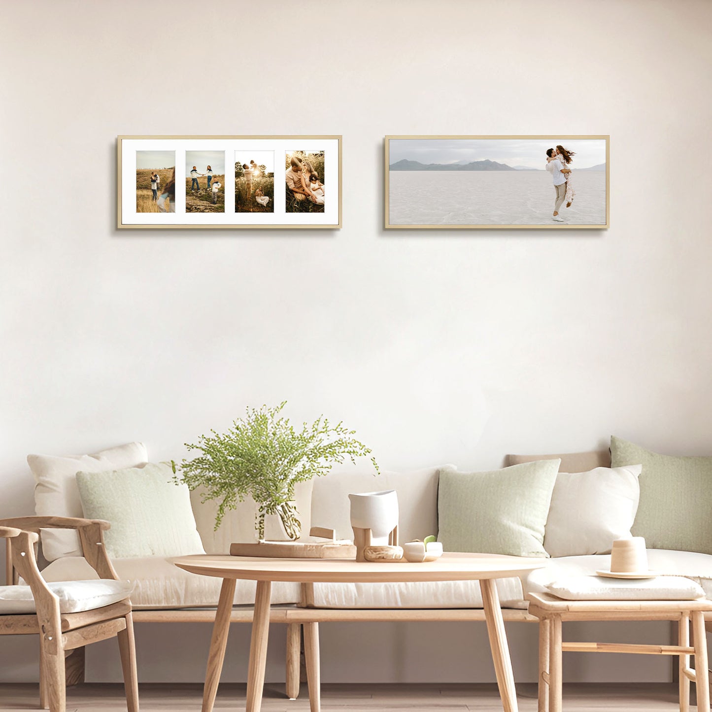 Frametory, 8x20 Collage Picture Frame with White Mat for Four 4x6 Pictures Gold (6 Pack)