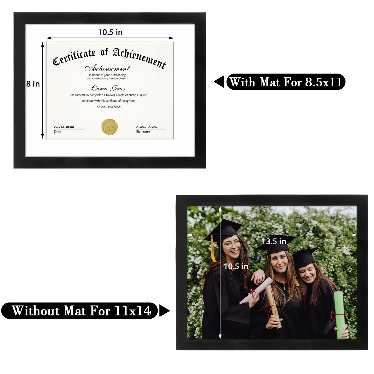 Frametory, 11x14 Diploma Frame for 8.5x11 Photo/Certificate (8 Pack)