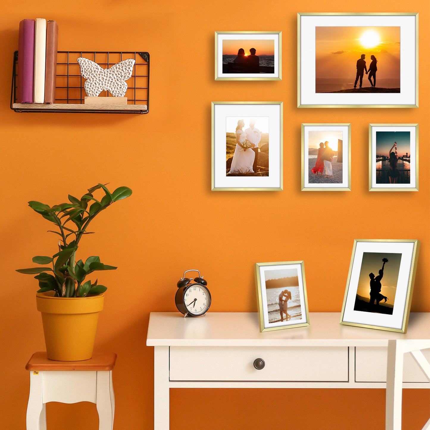 Frametory, Aluminum Wall Frame with White Color Mat Set (28 Pack)