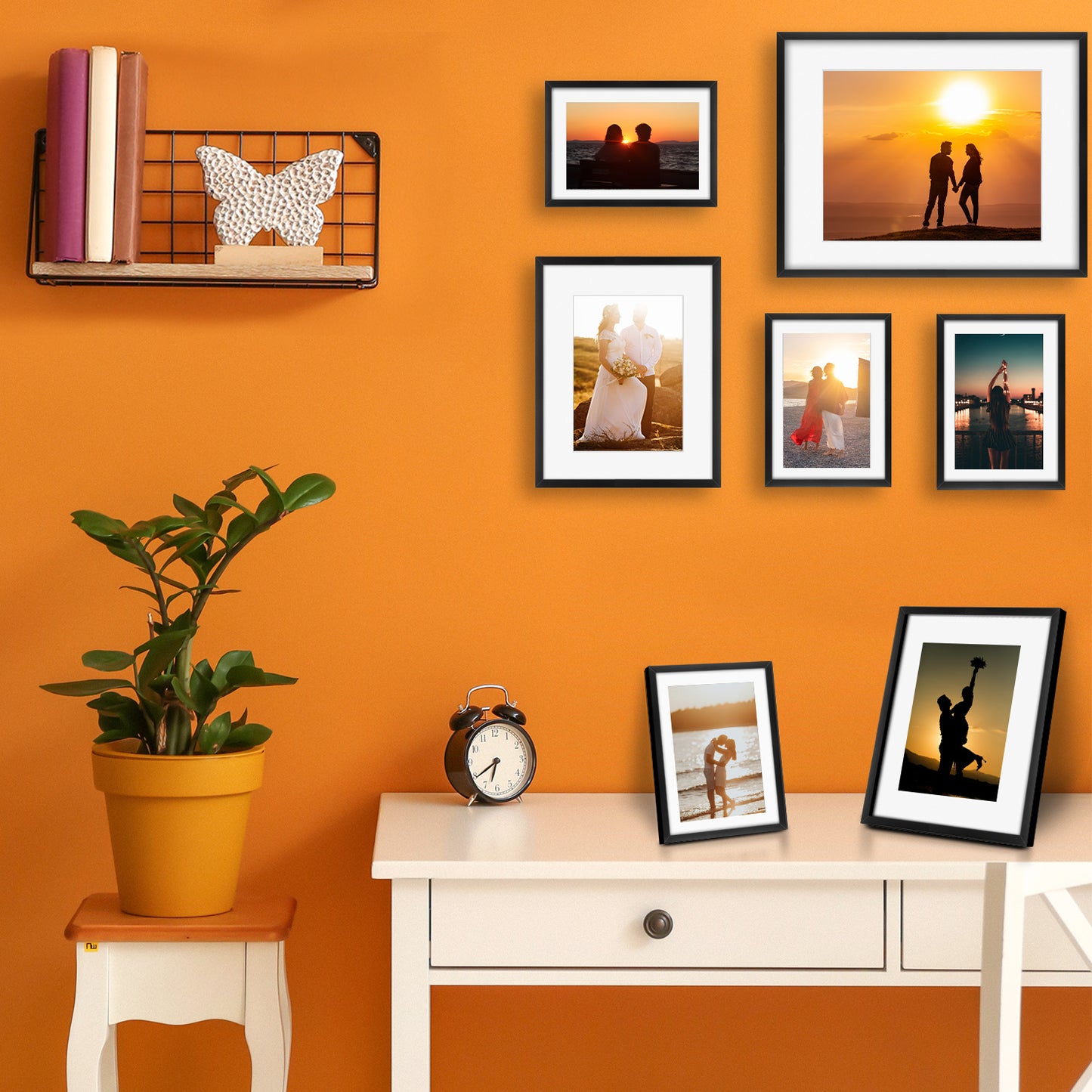 Frametory, Aluminum Wall Frame with White Color Mat Set (28 Pack)