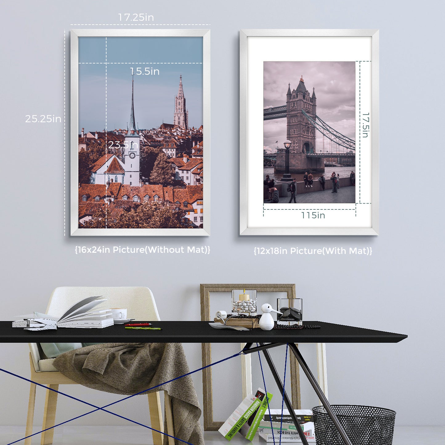 Clearance 16x24 Silver Picture Frame for 12x18 Photo with White Mat (6 Pack)