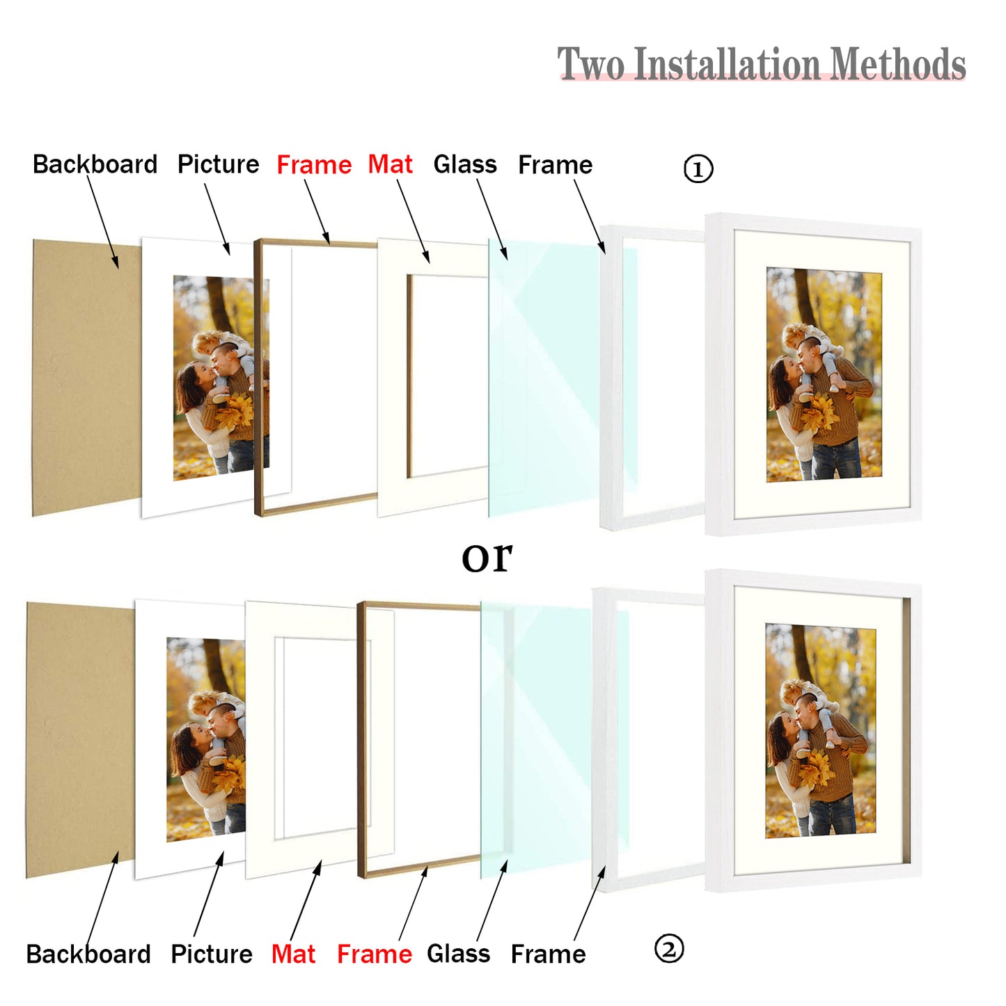 16x20 Picture Frame for 11x14 Photo with Ivory Mat and Real Glass