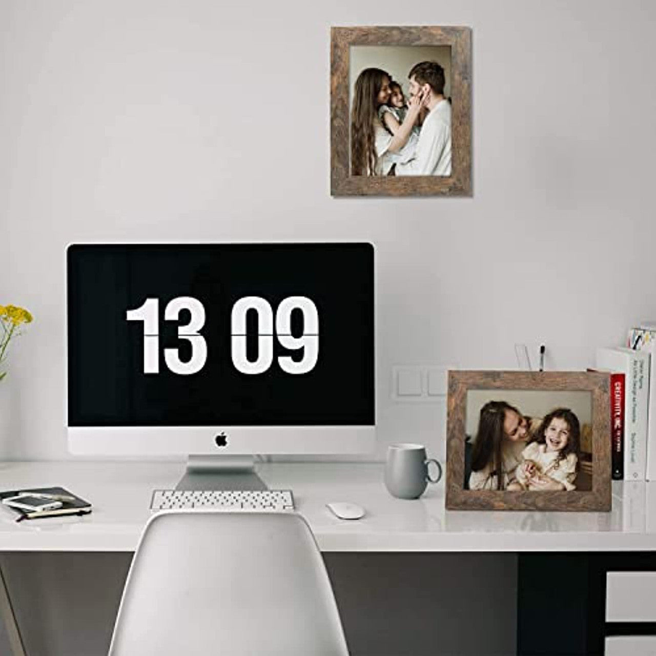 Frametory, 8x10 Photo Frame - Wood Grain Color, Wide Moulding Design - Wall Hanger, Back Turn Buttons, Easel Stand - Wall Display or Tabletop Display (16 Pack)