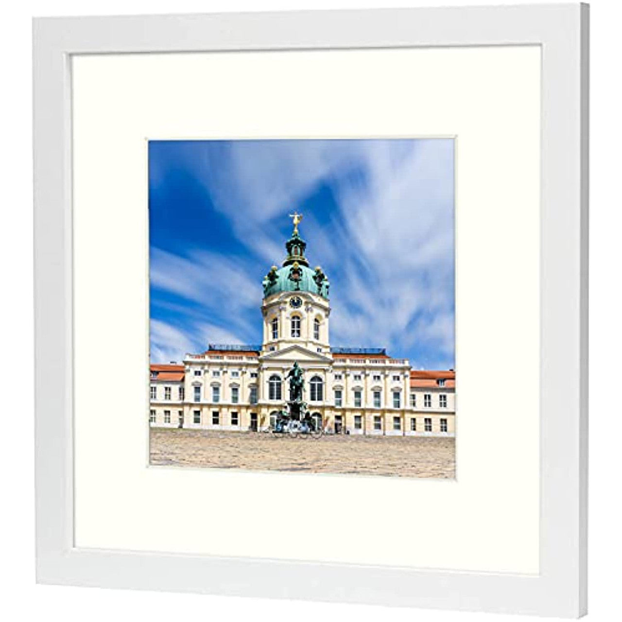 Frametory, Clearance 12x12 White Picture Frame with 8x8 Mat, Gallery Photo Frame Real Glass Square Frame for Wall Decor - Horizontal/Vertical (9 Pack)