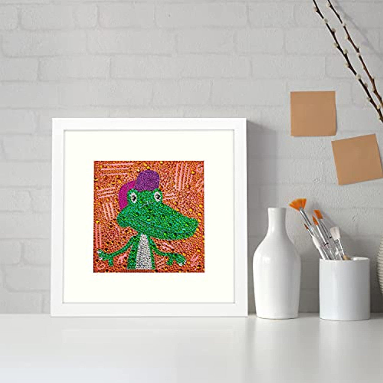 Frametory 12x12 White Picture Frame, Display Pictures 8x8 with Ivory Mat, Square Wall Frame for Print and Diamond Painting - Wide Molding-Plexiglass (9 Pack)