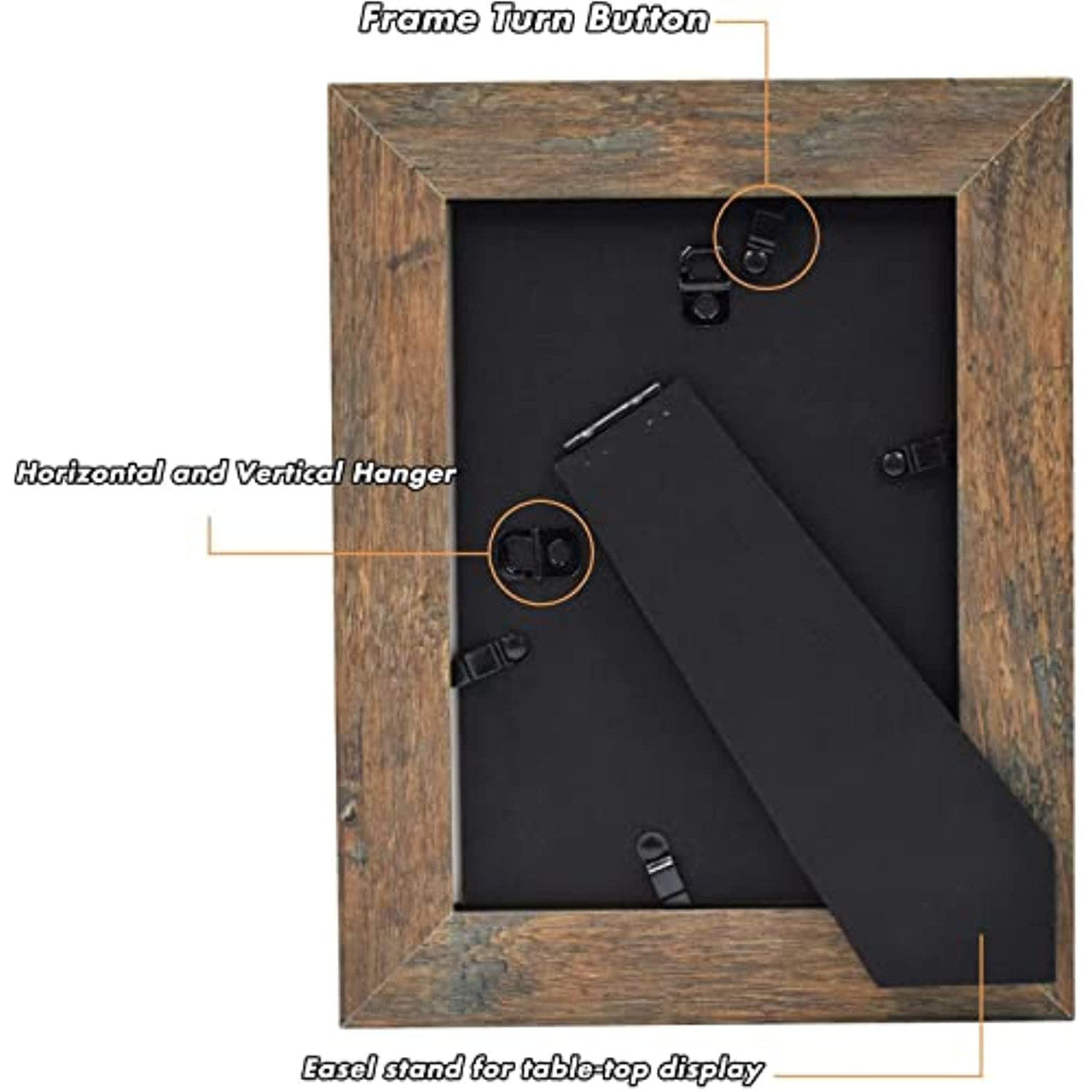 Frametory, 5x7 Photo Frame Wide Moulding Design - Wall Hanger, Back Turn Buttons, Easel Stand - Wall Display or Tabletop Display (20 Pack)