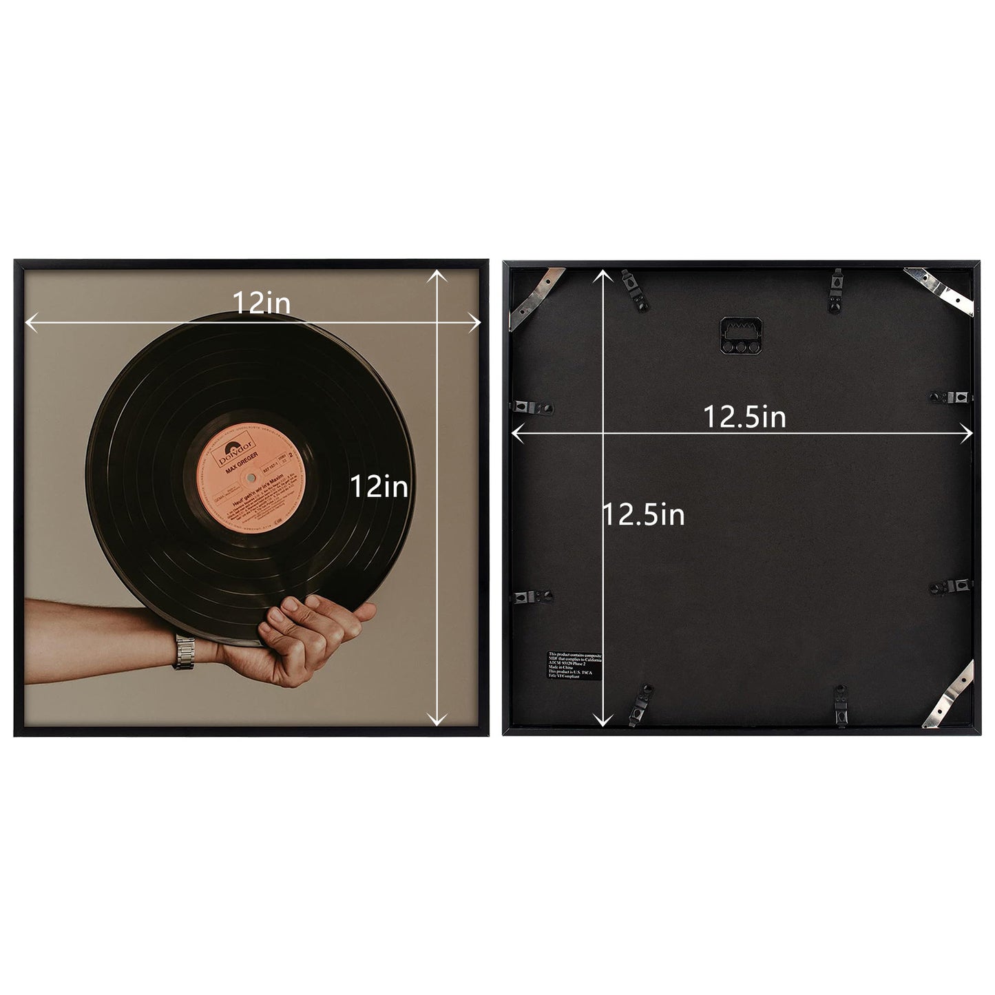 12.5x12.5 Metal Frame Square Picture Frame Black (5 Pack)