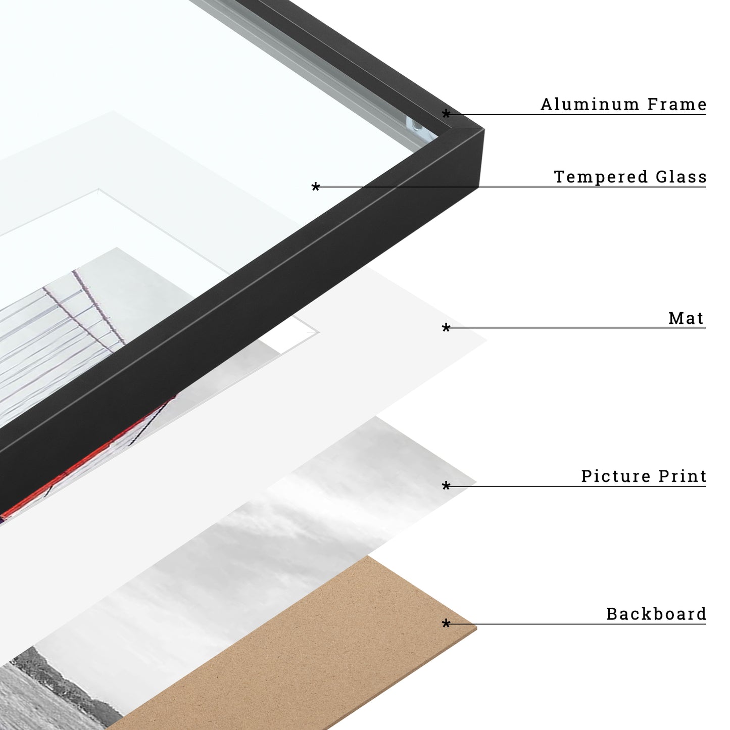 11x14 Aluminum Picture Frame for 8x10 Photo with White Mat (6 Pack)