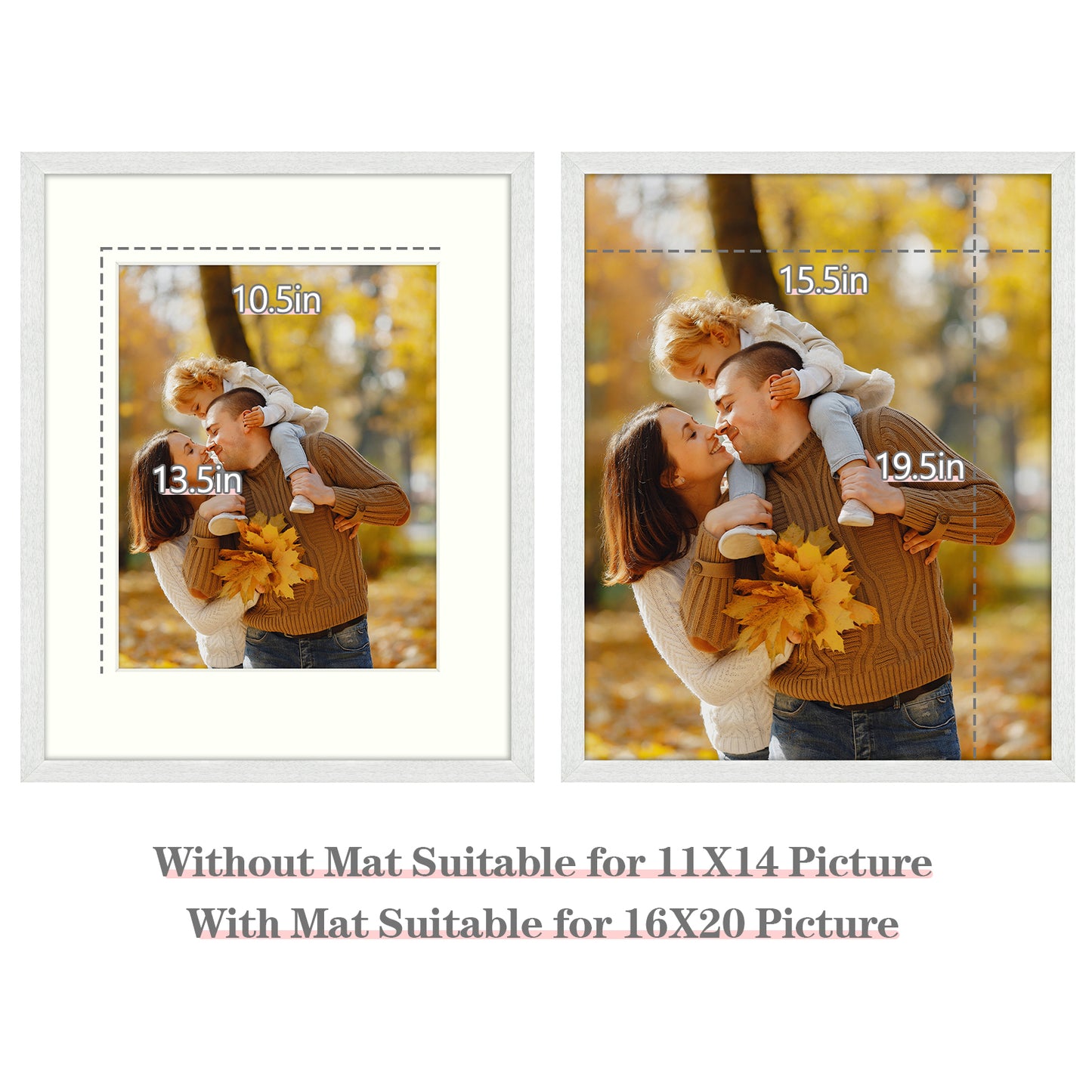 16x20 Picture Frame for 11x14 Photo with Ivory Mat and Real Glass