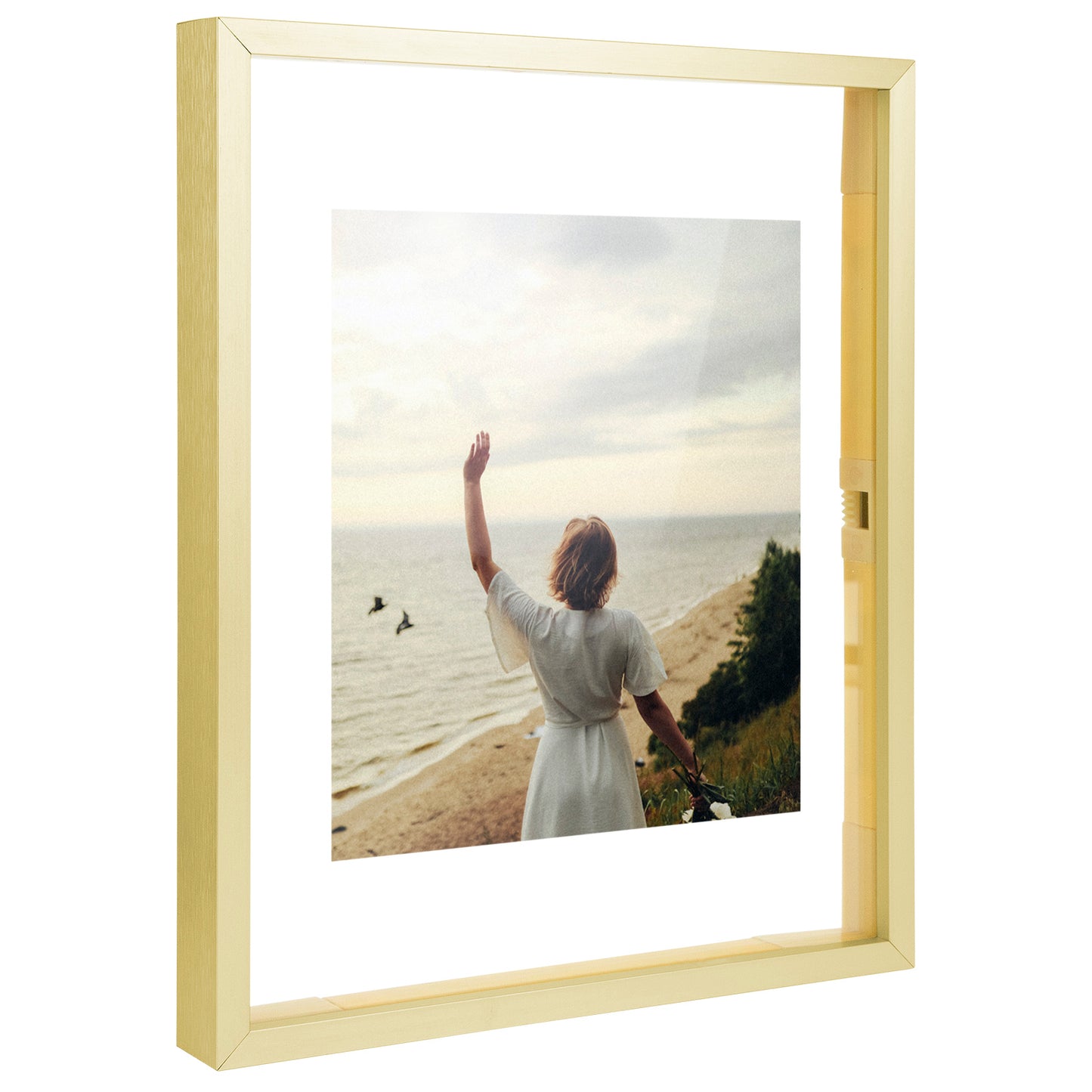 Frametory, Floating Picture Frame 8x10 -Metal Photo Frame - Real Glass - for Wall Mount or Tabletop Displays (12 Pack)