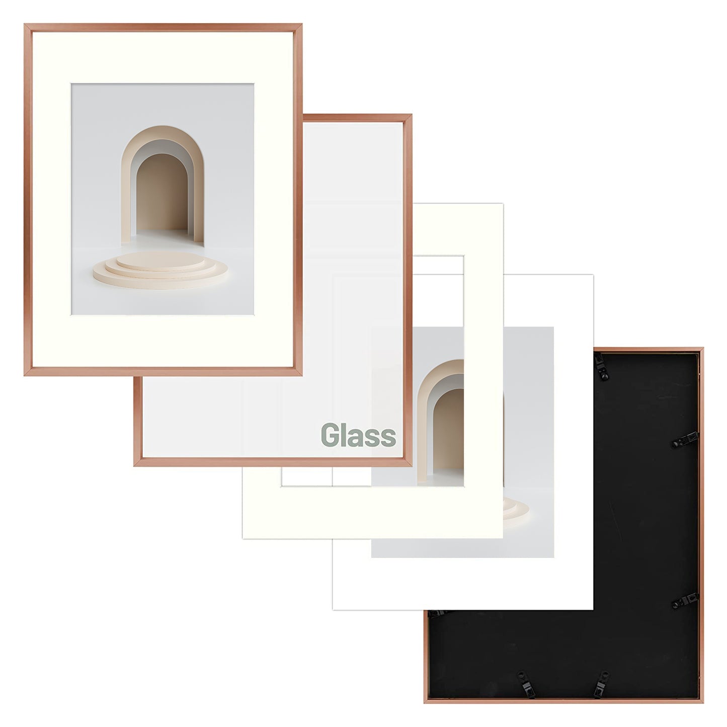 Frametory, Aluminum Picture Frames Rose Gold Gallery Wall Kit (28 Pack)