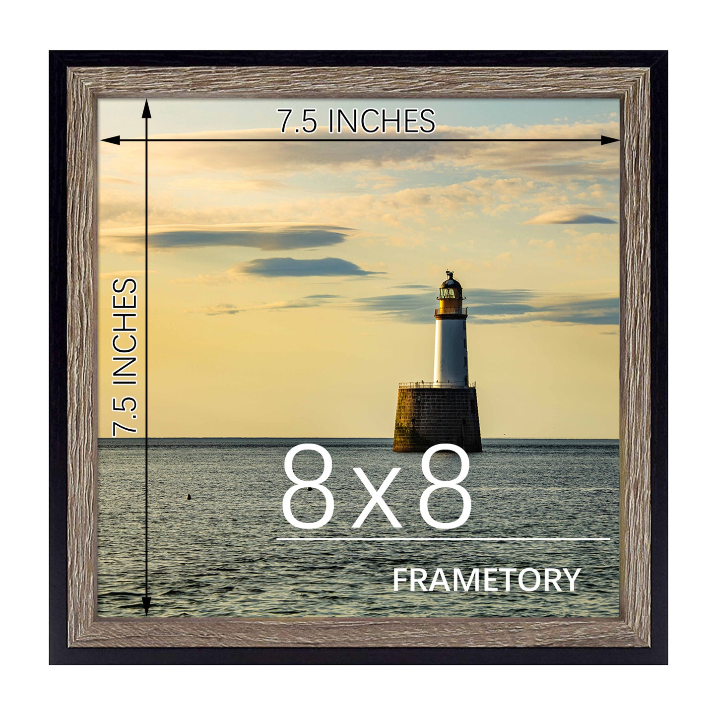 Frametory, Clearance 8x8 Picture Frame Deep Split Molding Easel Stand for Table/Desk Display Layered Look Design Landscapes, Portraits, Artworks (12 Pack)