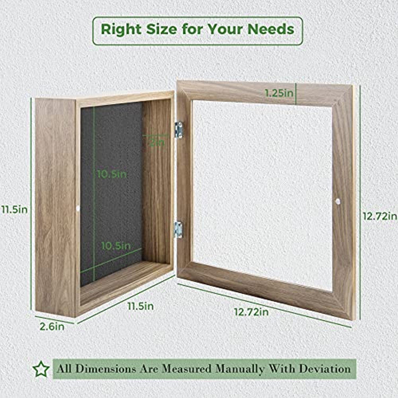 Frametory, 11x11 Shadow Box Frame - Front Opening - 2 inch Depth Display Box for Wall and Tabletop Display- Memory Box, 6 Pins Included (4 Pack)