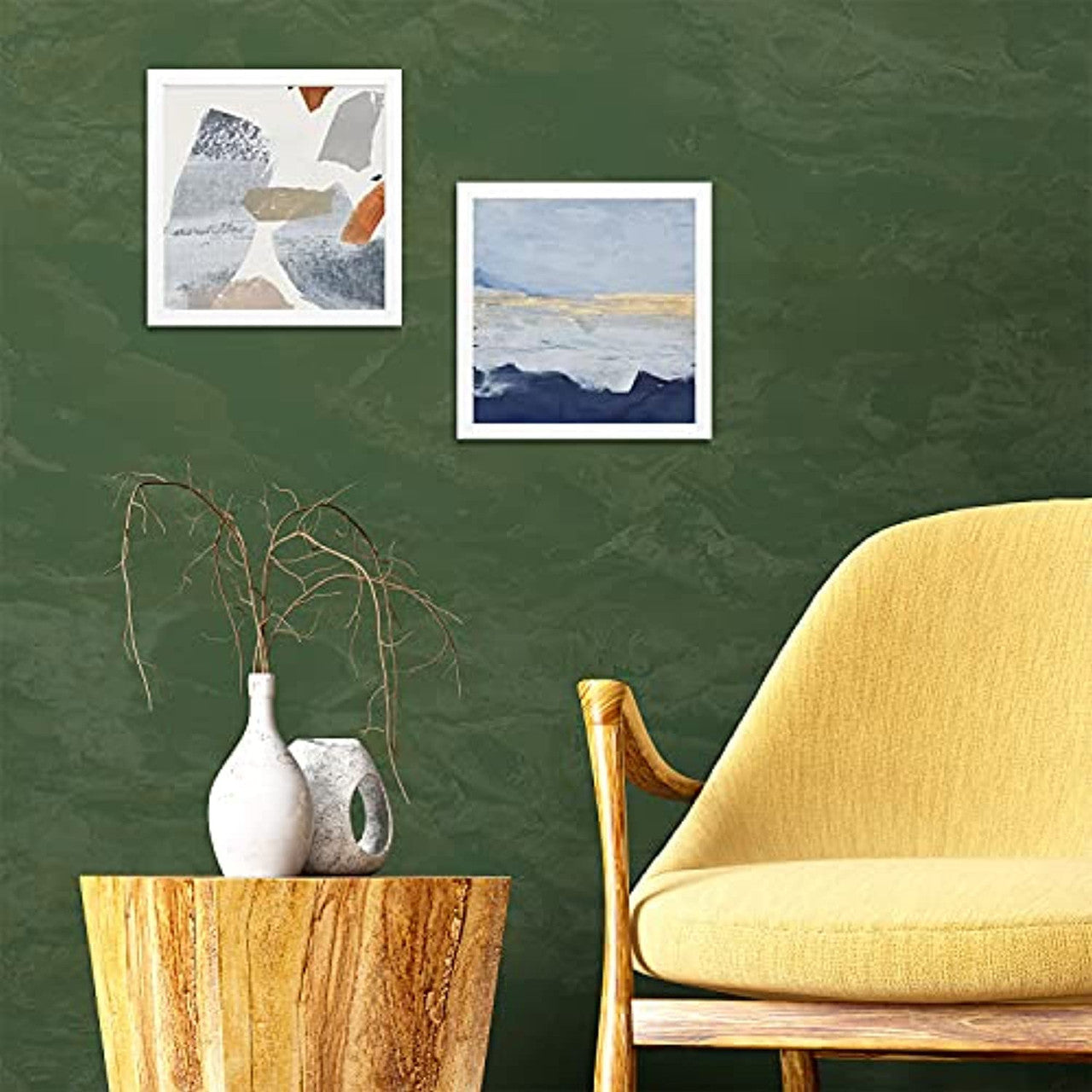 Frametory 12x12 White Picture Frame, Display Pictures 8x8 with Ivory Mat, Square Wall Frame for Print and Diamond Painting - Wide Molding-Plexiglass (9 Pack)